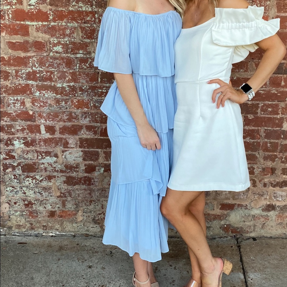 Smocked Tiered Micro-pleat midi dress